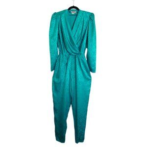 vtg 80s LAUREN ALEXANDER Silk jacquard jumpsuit sz 8
